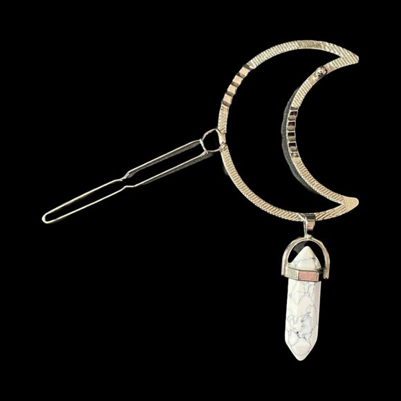 Modern Witch Hat NWT Deep Red + Moon Hair Clip Silvertone w/Stone Pendant NWOT - Picture 15 of 16